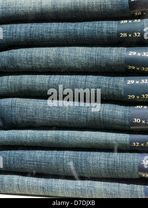 Stack of Denim Jeans Stock Photo