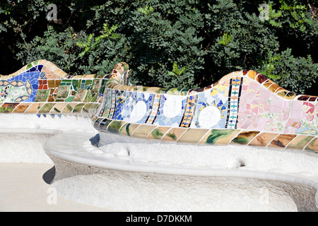Gaudi's bench at the Park Guell in Barcelona, Spain Stock Photo