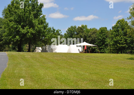 An encampment at the Battle of Cowpens during a reenactment. Stock Photo