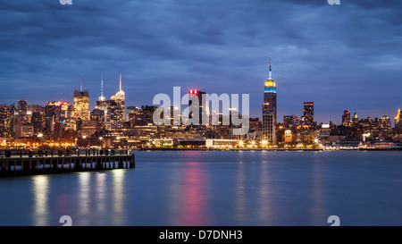 New York skyline viewed from Hoboken across the Hudson River Stock Photo