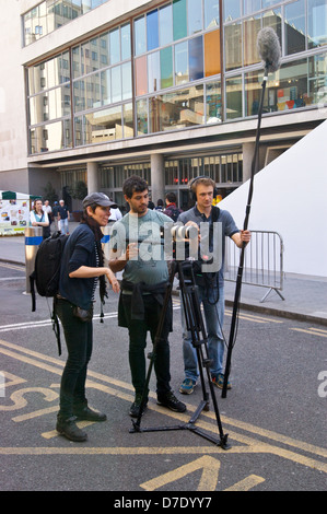 A film crew at work near the Royal festival Hall, South Bank, London, England Stock Photo