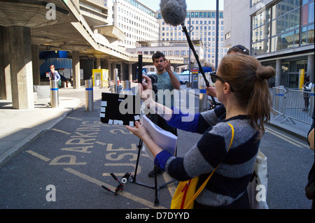 A film crew at work near the Royal festival Hall, South Bank, London, England Stock Photo