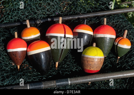 A selection of vintage freshwater pike fishing floats Stock Photo