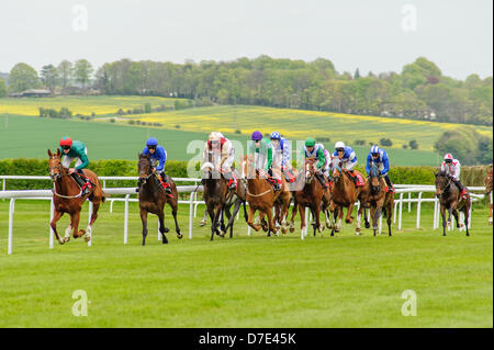 Salisbury Racecourse is a flat racecourse in the United Kingdom featuring thoroughbred horse racing, 3 miles southwest of Salisbury, Wiltshire, England. Fifteen race meetings a year are held there between early May and mid-October. Stock Photo