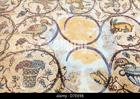 Elements of floor mosaic at Caesarea in Israel Stock Photo