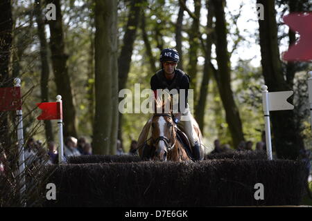 The view from Huntsmans Close. Badminton CCI Four Star Horse Trials 2013, Badminton Estate, Gloucestershire, UK. May 5th, 2013.  Cross Country Test. Close shave for Andrew Nicholson on Nereo over fence 7C. Credit Maurice Piper / Alamy Live News Stock Photo