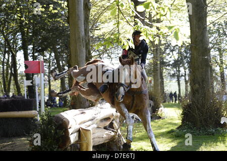 The view from Huntsmans Close. Badminton CCI Four Star Horse Trials 2013, Badminton Estate, Gloucestershire, UK. May 5th, 2013.  Cross Country Test. Close shave for Andrew Nicholson on Nereo over fence 7C. Credit Maurice Piper / Alamy Live News Stock Photo