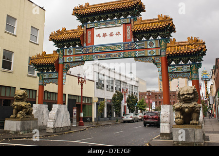 Archway into Chinatown in Portland, Oregon Stock Photo