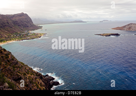 View from Makapuu Lookout, Oahu, Hawaii Stock Photo