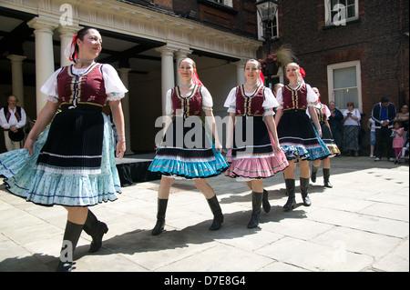 Slovakian Polish traditional dancers Stock Photo