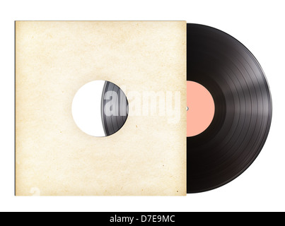 vinyl music disc in paper sleeve isolated Stock Photo