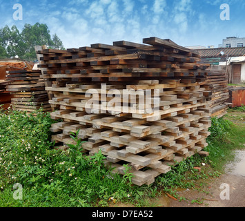 Pine timber stacked at lumber yard Stock Photo - Alamy