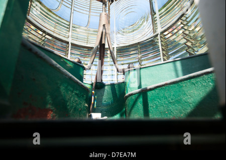 lighthouse glass lens, view from inside Stock Photo