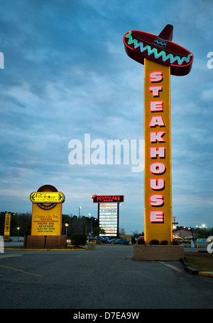 Signs inside South of the Border tourist trap on interstate 95 in South Carolina, just  over the border from North Carolina Stock Photo