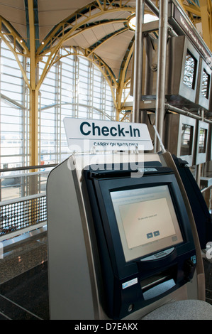 A check-in kiosk for Alaska Airways at Ronald Reagan National Airport near Washington DC Stock Photo