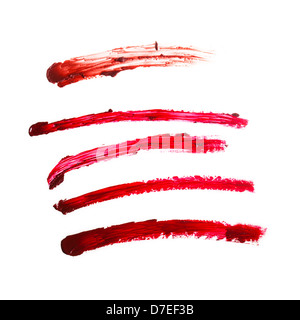 lipstick strokes on white background Stock Photo