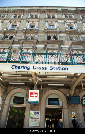 Charing Cross station below Thistle Hotel - London UK Stock Photo