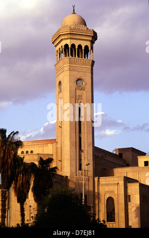 The modern clock tower at the Al Azhar University Hospital Cairo Egypt Stock Photo