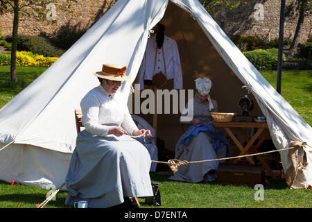 Lincoln, UK. 6th May, 2013. Victorian Weekend at Lincoln  in Lincolnshire Uk. People dressed in traditional Victorian clothing suffragette  ladies of the era Credit: Paul Thompson/Alamy Live News Stock Photo