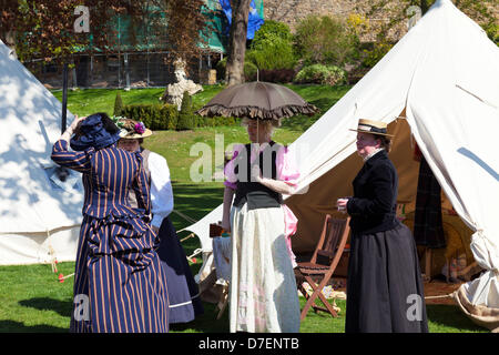 Lincoln, UK. 6th May, 2013. Victorian Weekend at Lincoln Castle in Lincolnshire Uk. People dressed in traditional Victorian clothing as suffragette  ladies of the era Credit: Paul Thompson/Alamy Live News Stock Photo