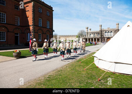 Lincoln, UK. 6th May, 2013. Victorian Weekend at Lincoln Castle in Lincolnshire Uk. People dressed in traditional Victorian The Home Guard (initially 'Local Defence Volunteers' or LDV) was a defense organisation of the British Army during the Second World War. of the era soldier carrying musket Credit: Paul Thompson/Alamy Live News Stock Photo