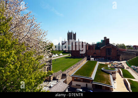 Lincoln, UK. 6th May, 2013. Lincoln Castle grounds and cathedral in Lincolnshire Uk. Credit: Paul Thompson/Alamy Live News Stock Photo