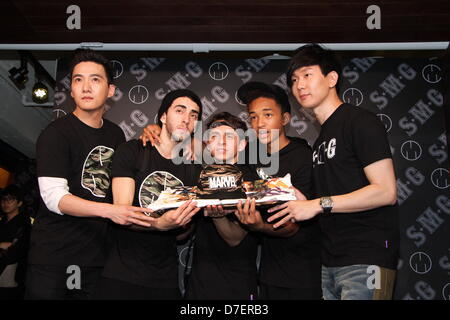 Jaden Smith attended press conference of his fashion brand with business partner JJ Lam in Taipei, Taiwan, China on Sunday May 05, 2013. Stock Photo