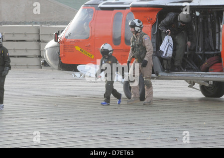 Boy visits Naval Air Station Fallon for Make-a-Wish program. Stock Photo