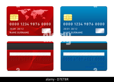 Credit Card template. Front and back side. Stock Photo
