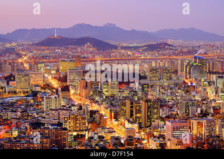 Skyline of downtown Seoul, South Korea Stock Photo