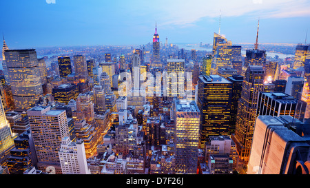 Panorama of New York City in Midtown Manhattan. Low color saturation. Stock Photo