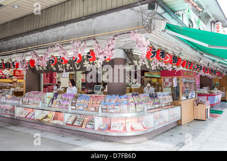 Corner shop with traditional Japanese confectionery in Asakusa, near the temple of Senso-ji, Tokyo, Japan Corner shop with traditional Japanese confectionery in Asakusa, near the temple of Senso-ji, Tokyo, Japan