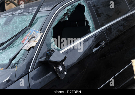BROOKLYN, NY - NOVEMBER 01: Serious damage in car at the Seagate neighborhood Stock Photo
