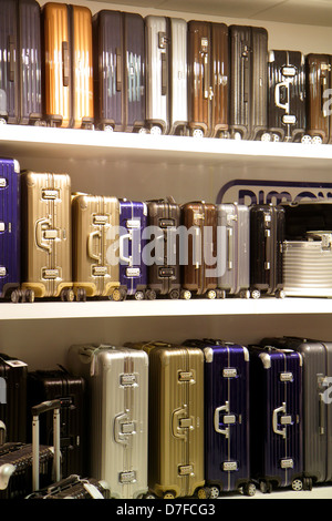 Miami Beach Florida,Lincoln Road mall,display case sale,luggage,suitcase,hard shell case,FL120720046 Stock Photo