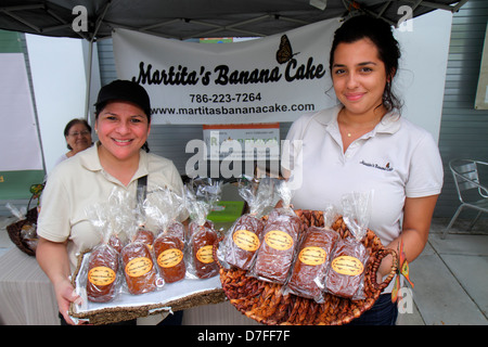 Miami Florida,Homestead Harvest Farmers Market at Verde Gardens,Hispanic Latinos immigrant immigrants,woman female women,vendor vendors seller stall s Stock Photo