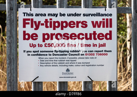 Fly-tippers will be prosecuted notice Stock Photo