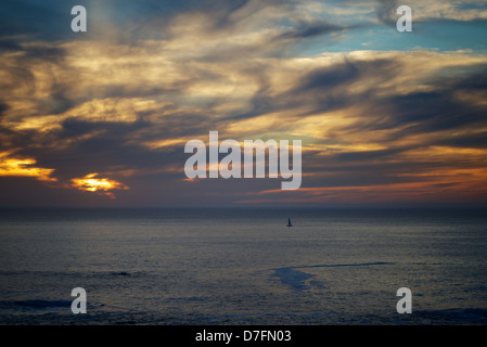 Sunset sky over the Atlantic Ocean from Camps Bay Cape Town Stock Photo