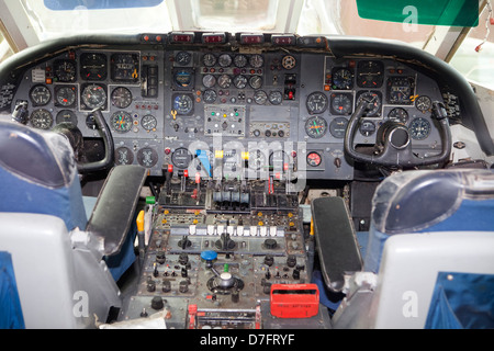 Cockpit of a Vickers VC10, a long-range British airliner, 1962, Aircraft Collection Hermeskeil, Germany, Europe Stock Photo
