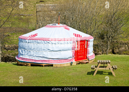 Yurt tent for camping in the village of Keld as Keld Bunk Barn and Yurts  Yorkshire Dales National Park North Yorkshire England UK GB Europe