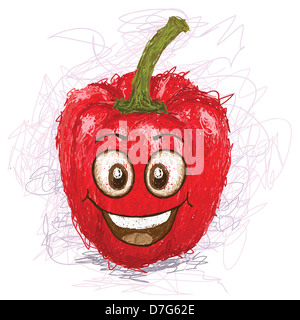 happy red bell pepper cartoon character smiling. Stock Photo