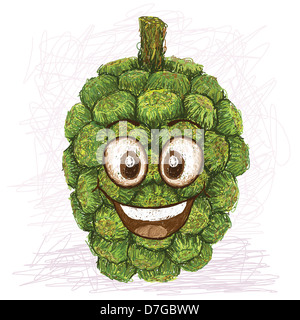 happy pandanus fruit cartoon character smiling. Stock Photo