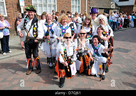 Rochester, Kent, England, UK. Sweeps Festival, 2013. Westrefelda Cotswold Morris Team (Westerfield, Suffolk) Stock Photo