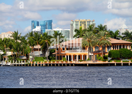 Florida Ft. Fort Lauderdale,Intracoastal city skyline cityscape,water,mansion,house houses home houses homes residence,home,house houses home houses h Stock Photo