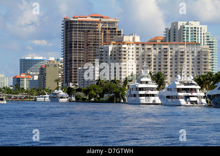 Ft. Fort Lauderdale Florida,Intracoastal New River Sound,Jackson Tower Condos,high rise skyscraper skyscrapers building buildings condominium resident Stock Photo