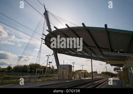 Central Park Transport Interchange tram stop at Newton Heath, Manchester, UK.  On the Metrolink Oldham and Rochdale line. Stock Photo