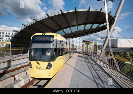 Central Park Transport Interchange tram stop at Newton Heath, Manchester, UK.  On the Metrolink Oldham and Rochdale line. Stock Photo