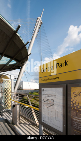 Central Park Transport Interchange tram stop at Newton Heath, Manchester, UK.  On the Metrolink Oldham and Rochdale line. Stock Photo