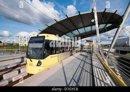 Central Park Transport Interchange tram stop at Newton Heath, Manchester, UK.  On the Metrolink Oldham and Rochdale line. Stock Photo