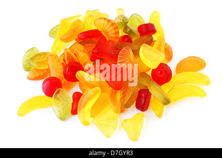 Colorful jelly candies isolated on white background. Stock Photo