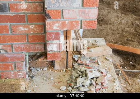 renovation of interior brick work with broken bricks Stock Photo